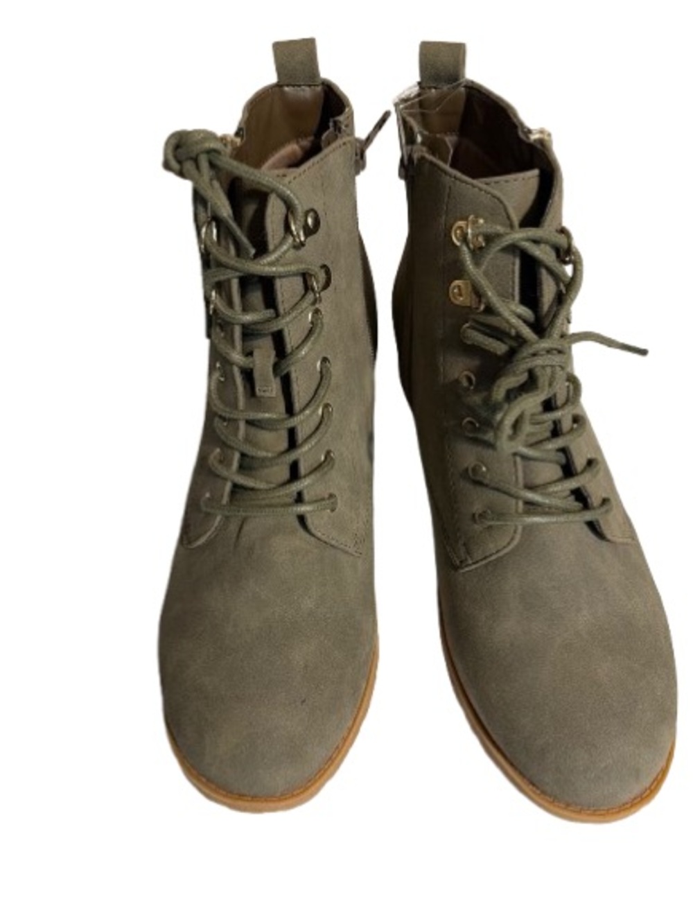 Market & Spruce Olive ‘Adair’ Lace-Up Ankle Boots, side zipper size 9.5